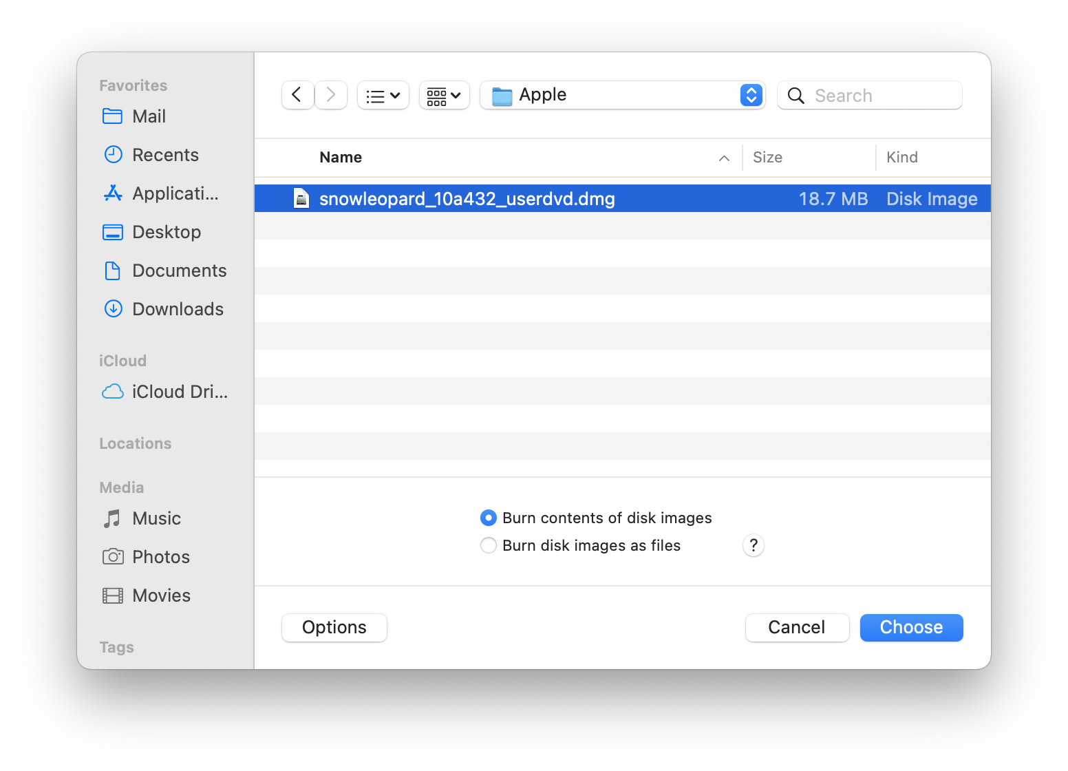 burn file folder disk image