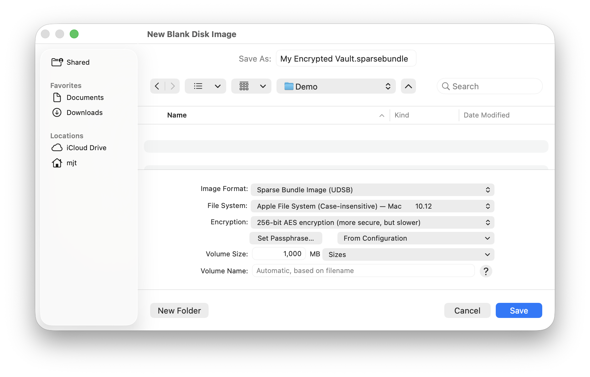 new blank disk image