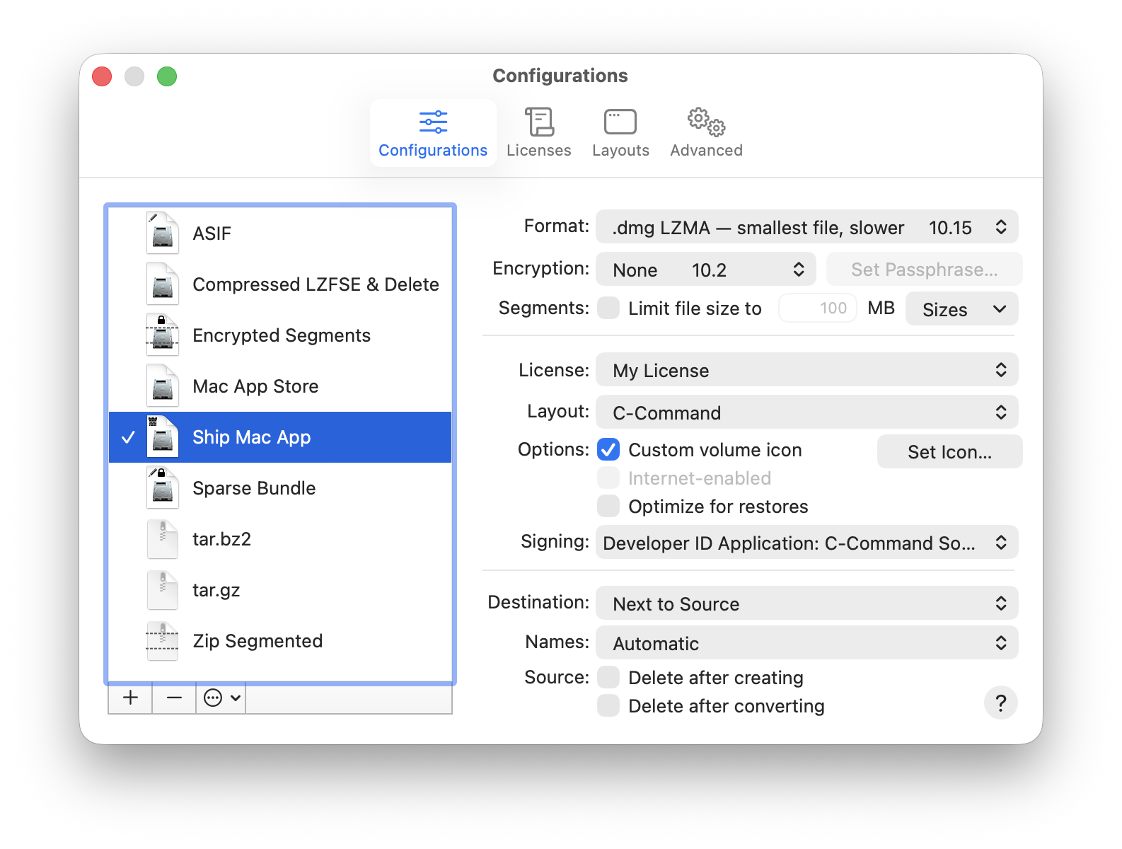 preferences configurations