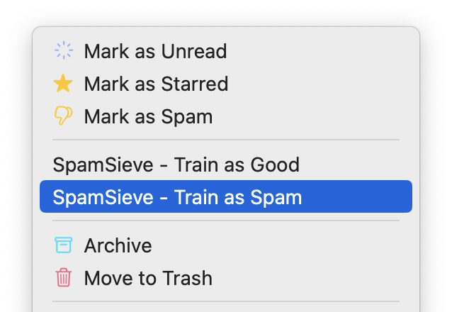 airmail contextual menu