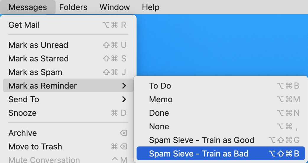 airmail messages menu