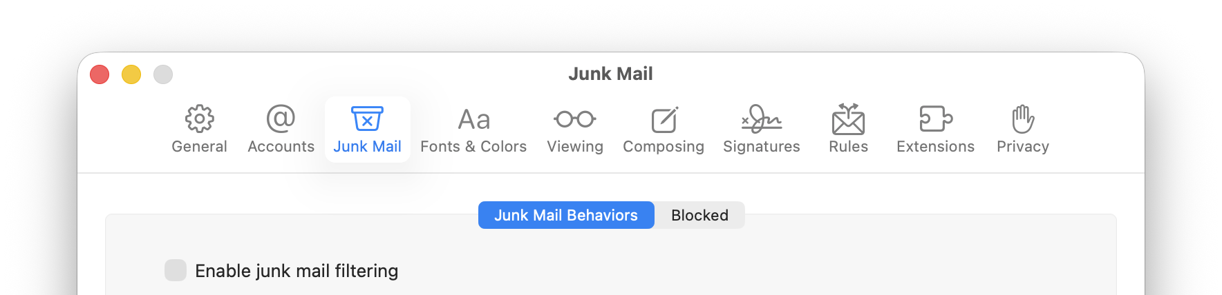 apple mail junk filtering