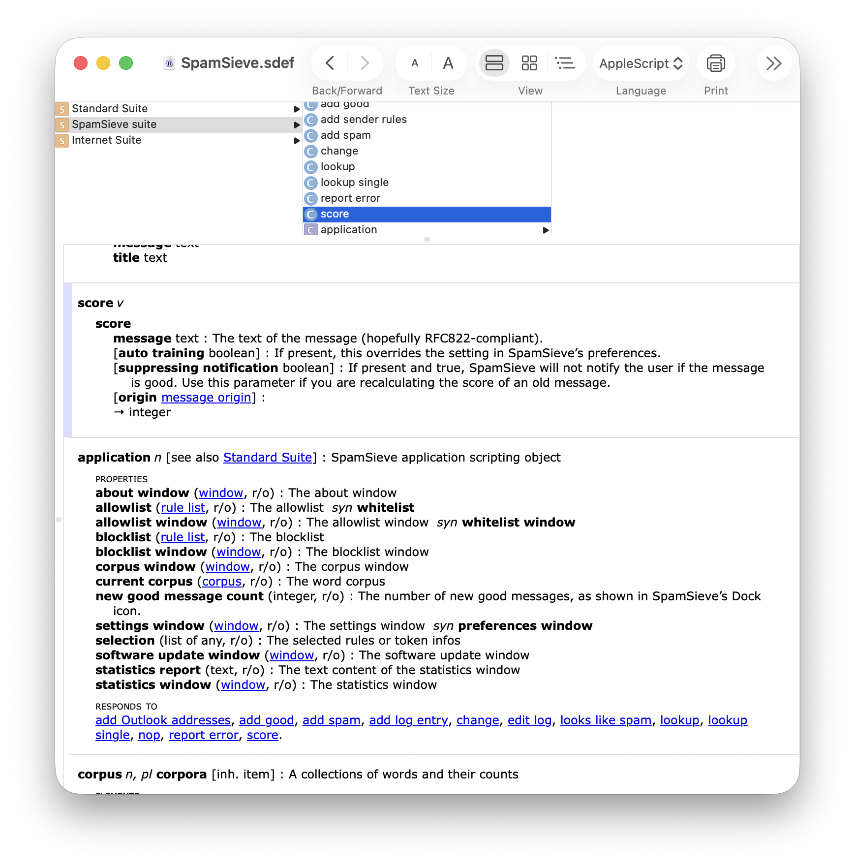 applescript dictionary