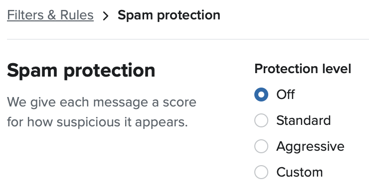 fastmail spam protection