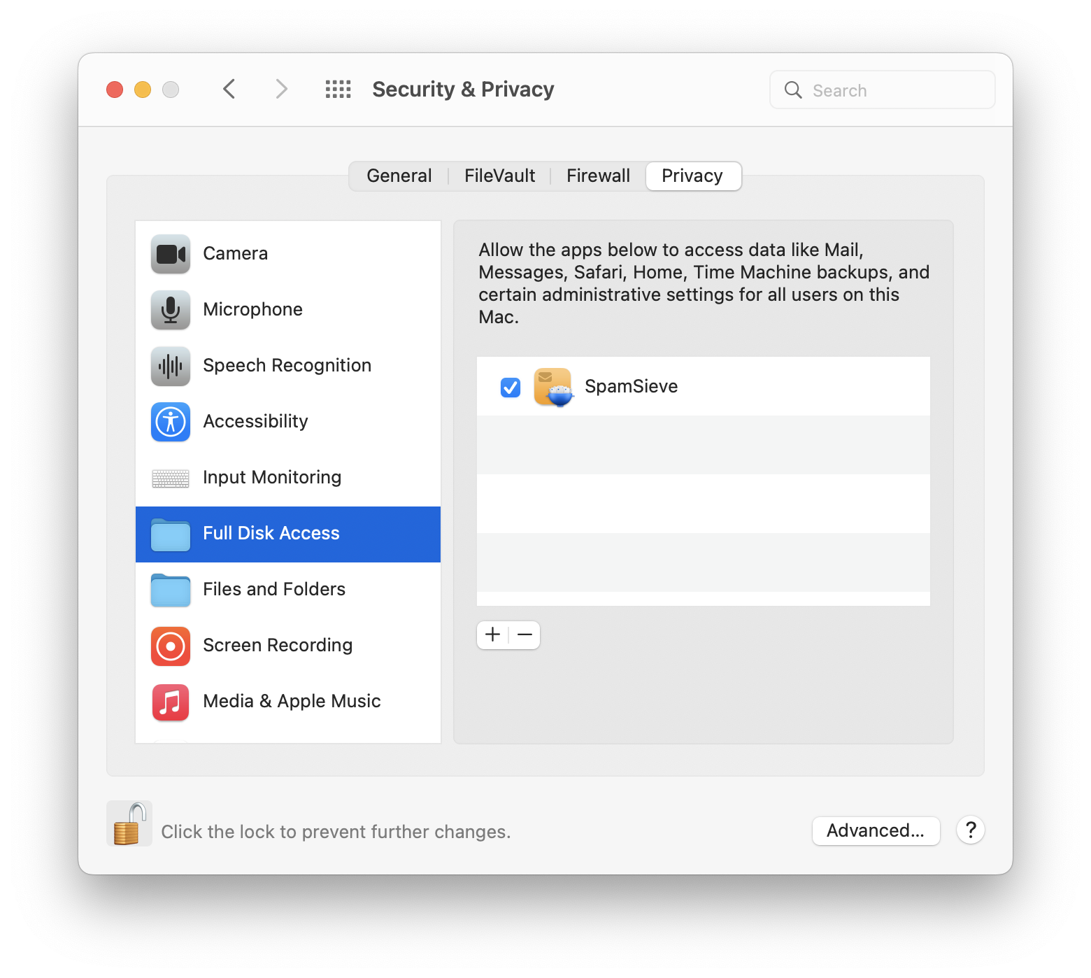 full disk access monterey