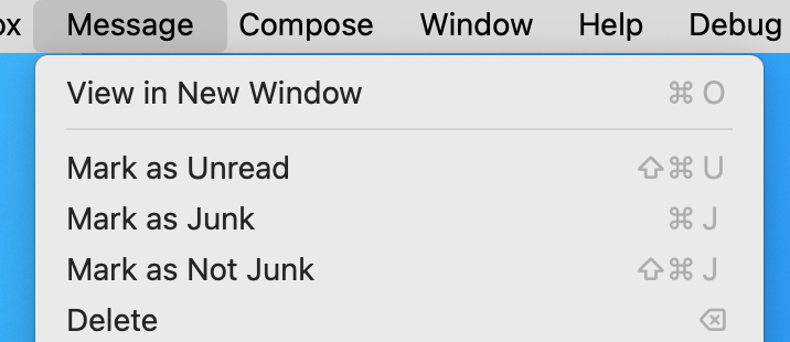 mailmaven message menu