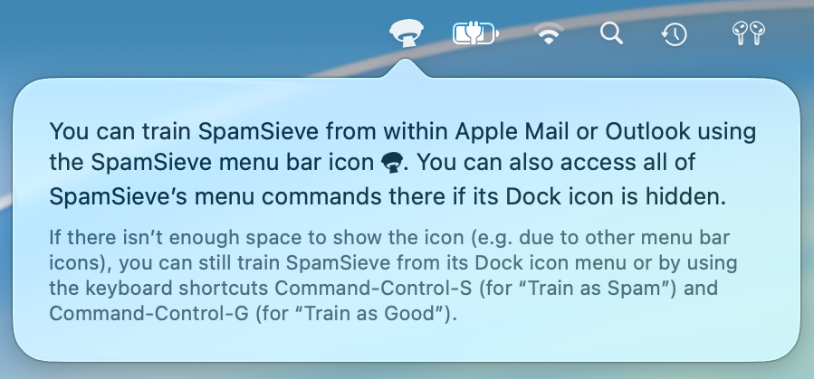 menu bar icon popover