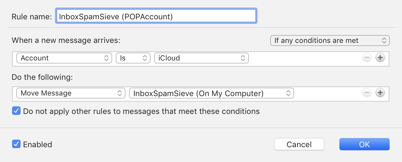 outlook 365 rule pop