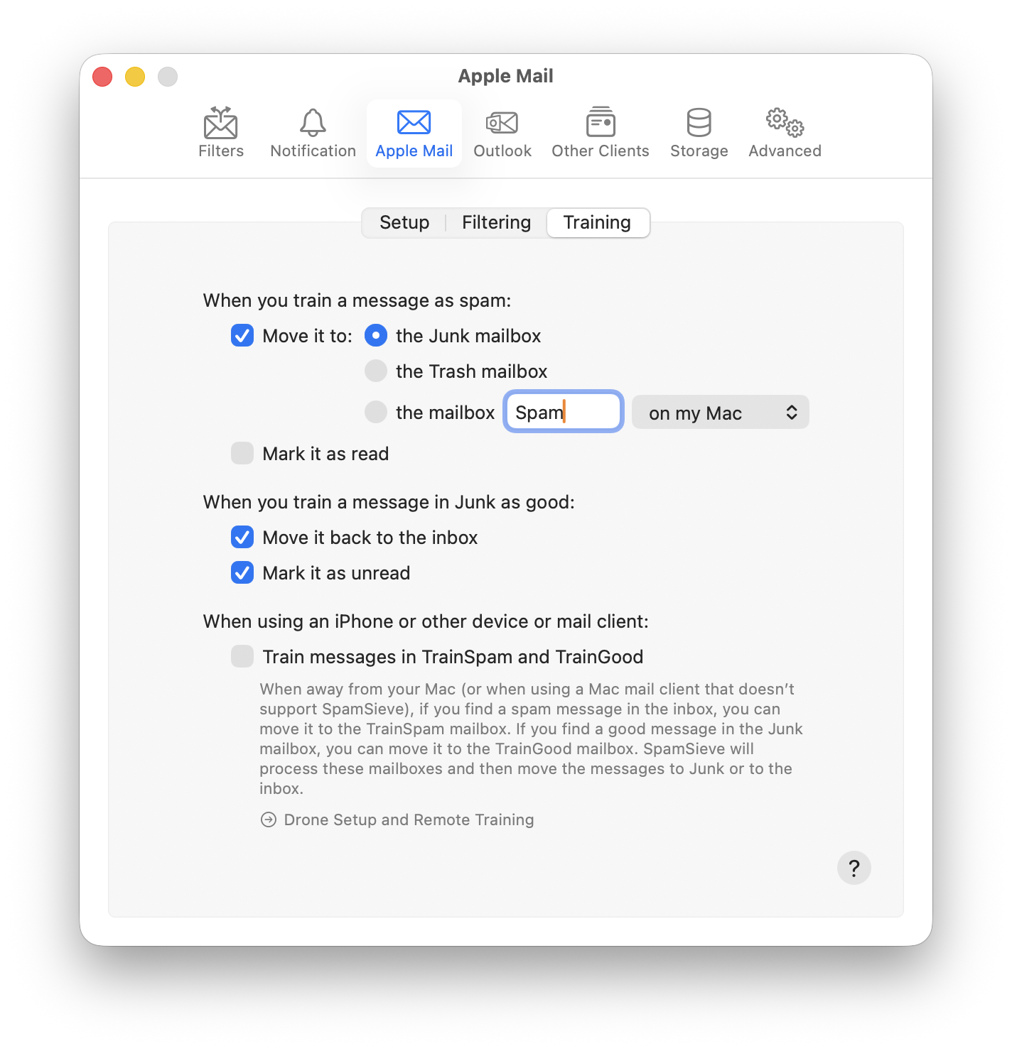 settings apple mail training