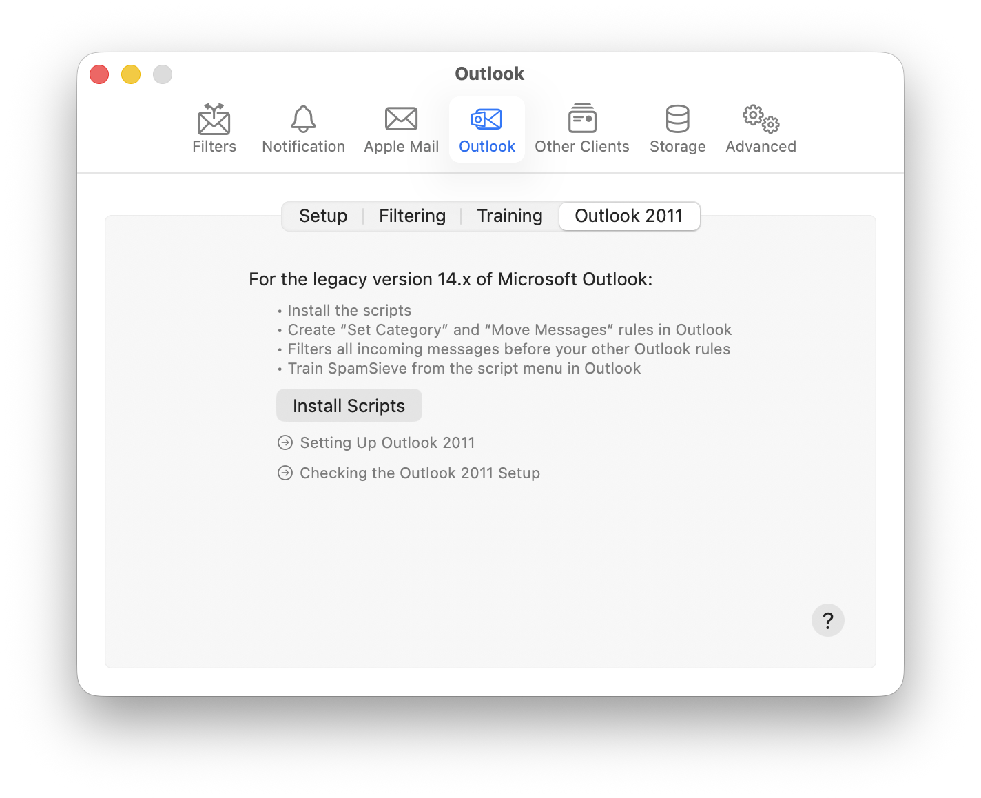 settings outlook outlook2011